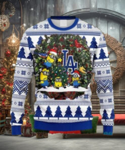 Minions Decorating LA Dodgers Tree Ugly Christmas Sweater