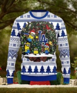 Minions Decorating LA Dodgers Tree Ugly Christmas Sweater
