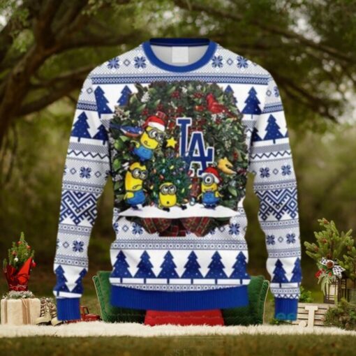 Minions Decorating LA Dodgers Tree Ugly Christmas Sweater