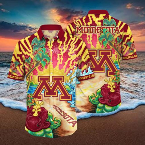 Minnesota Golden Gophers NCAA Hawaiian Shirt Golden Hourtime Aloha Shirt