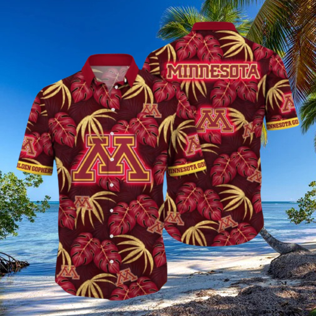 Minnesota Golden Gophers NCAA3 Aloha Tropical Leaf Pattern Hawaiian Shirt Minnesota Golden Gophers NCAA3 Aloha Tropical Leaf Pattern Hawaiian Shirt