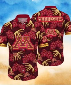 Minnesota Golden Gophers NCAA3 Aloha Tropical Leaf Pattern Hawaiian Shirt