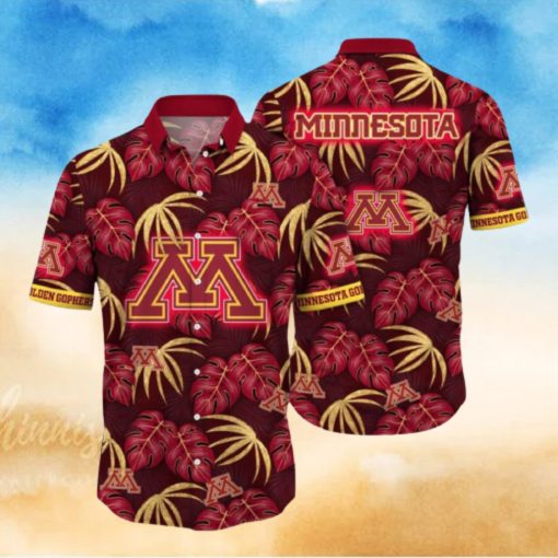 Minnesota Golden Gophers NCAA3 Aloha Tropical Leaf Pattern Hawaiian Shirt