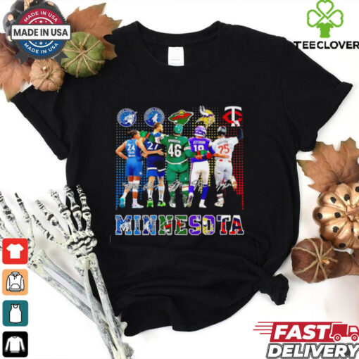 Minnesota Lynx Timberwolves Minnesota Wild Vikings Minnesota Twins city skyline shirt