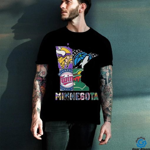 Minnesota Maps Sports Teams Logo 2024 Shirt