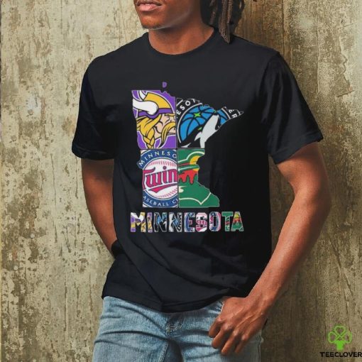 Minnesota Maps Sports Teams Logo 2024 Shirt