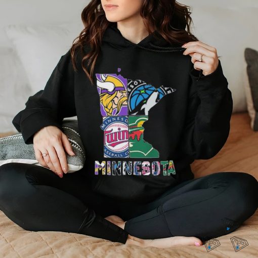Minnesota Maps Sports Teams Logo 2024 Shirt