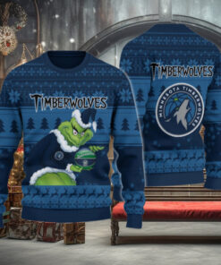 Minnesota Timberwolves Grinch Christmas Ugly Sweater