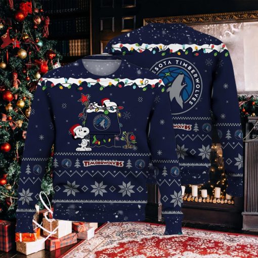 Minnesota Twins Snoopy Christmas Light Woodstock Snoopy Ugly Christmas Sweater