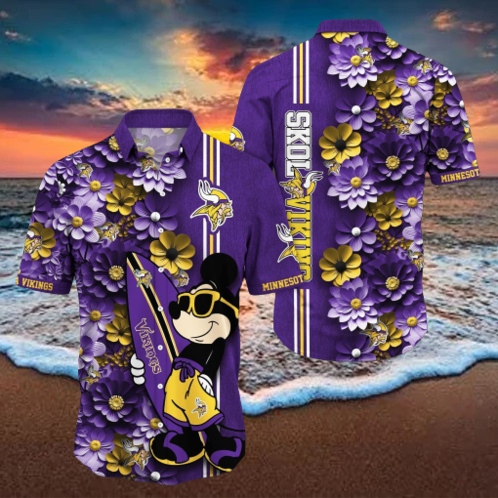 Minnesota Vikings Aloha Mick Pattern Hawaiian Shirt For Fans - Limotees