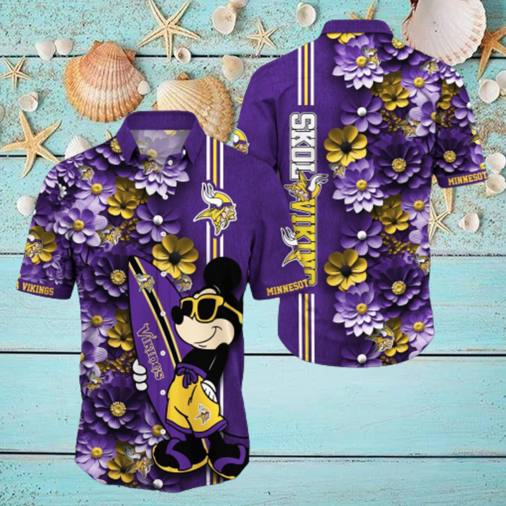 Minnesota Vikings Surfboard Parttern Mickey Mouse Flower Hawaiian