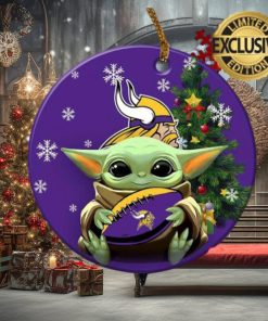 Minnesota Vikings Baby Yoda NFL Custom Name 2023 Holiday Gifts Christmas Decorations Ornament