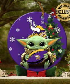 Minnesota Vikings Baby Yoda NFL Custom Name 2023 Holiday Gifts Christmas Decorations Ornament