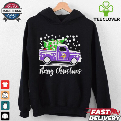 Minnesota Vikings Car Carrying Christmas Tree Merry Christmas shirt
