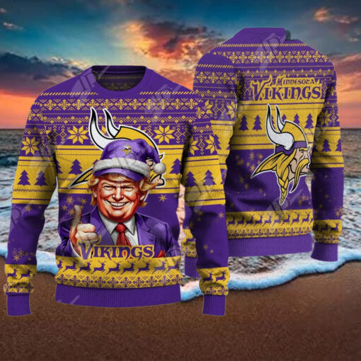 Minnesota Vikings Christmas Donald Trump Knitted Sweater