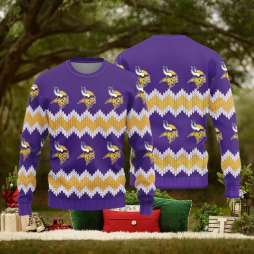 Minnesota Vikings Christmas Pattern Ugly Christmas Sweater Frozen AOP Gift For Fans
