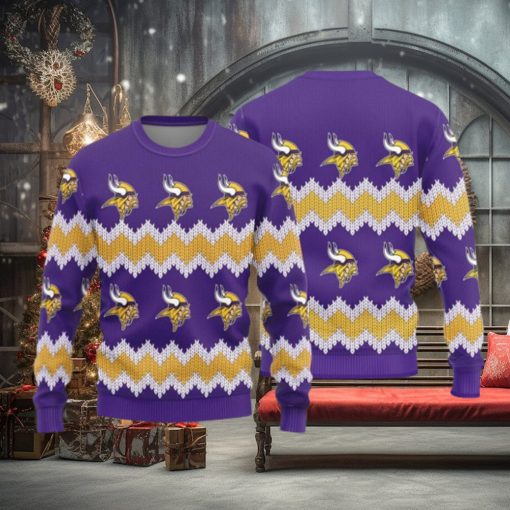 Minnesota Vikings Christmas Pattern Ugly Christmas Sweater Frozen AOP Gift For Fans