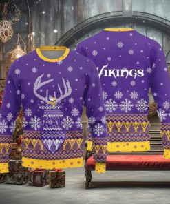 Minnesota Vikings Christmas Reindeer Ugly Christmas Sweater Skiing AOP Gift For Fans