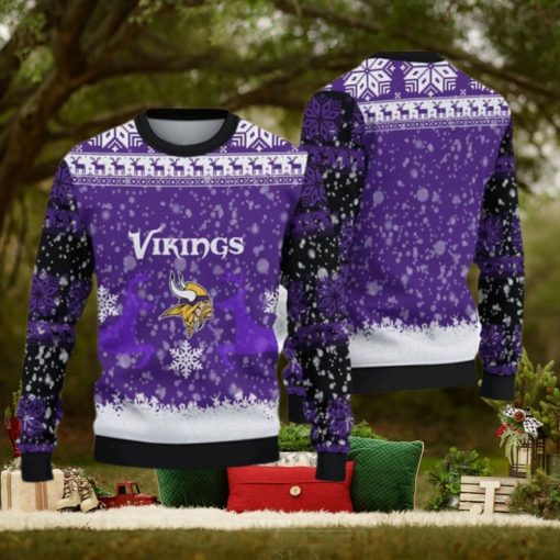 Minnesota Vikings Christmas Reindeer Ugly Christmas Sweater Snowdrift AOP Gift For Fans