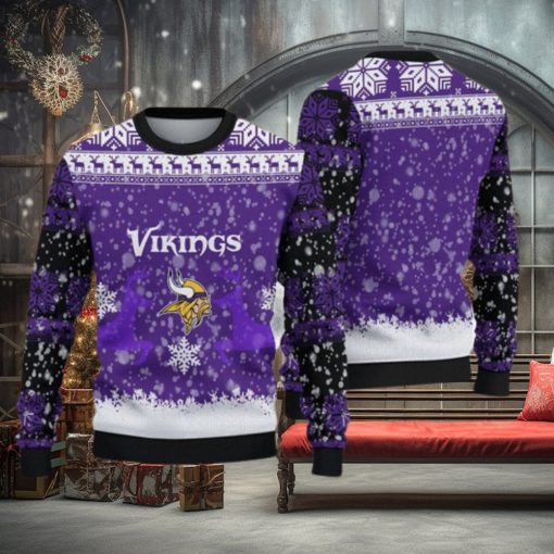 Minnesota Vikings Christmas Reindeer Ugly Christmas Sweater Snowdrift AOP Gift For Fans