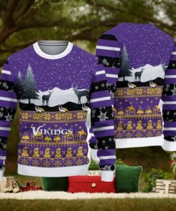 Minnesota Vikings Christmas Reindeers Pattern Knitted Ugly Christmas Sweater AOP Gift For Men And Women