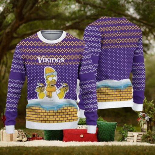 Minnesota Vikings Christmas Simpson Knitted Ugly Christmas Sweater AOP Gift For Men And Women