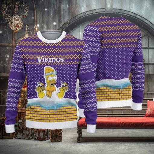 Minnesota Vikings Christmas Simpson Knitted Ugly Christmas Sweater AOP Gift For Men And Women