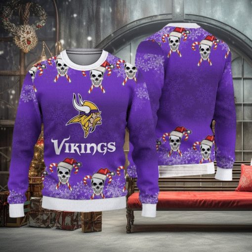 Minnesota Vikings Christmas Skull 3D Needle Ugly Sweater Gifr For Fans