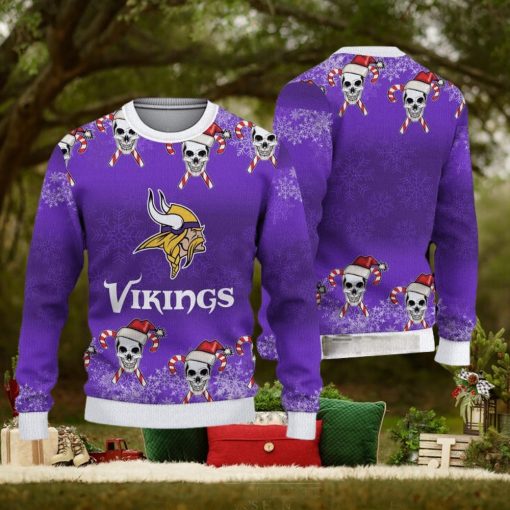 Minnesota Vikings Christmas Skull 3D Needle Ugly Sweater Gifr For Fans