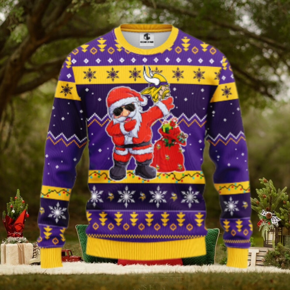 Minnesota Vikings Dabbing Santa Claus Ugly Christmas Sweater Minnesota Vikings Dabbing Santa Claus Ugly Christmas Sweater