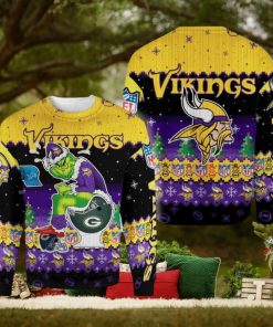 Minnesota Vikings Funny Grinch Knitted Christmas 3D Sweater For Fans