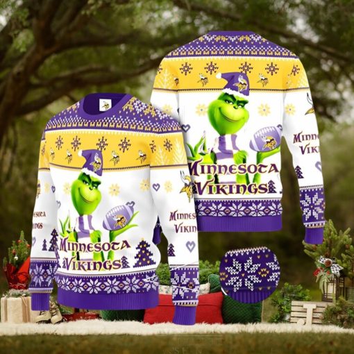 Minnesota Vikings Grinch Ugly Christmas Sweater Xmas 3D Printed Christmas Sweater Gift