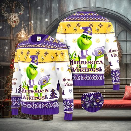 Minnesota Vikings Grinch Ugly Christmas Sweater Xmas 3D Printed Christmas Sweater Gift