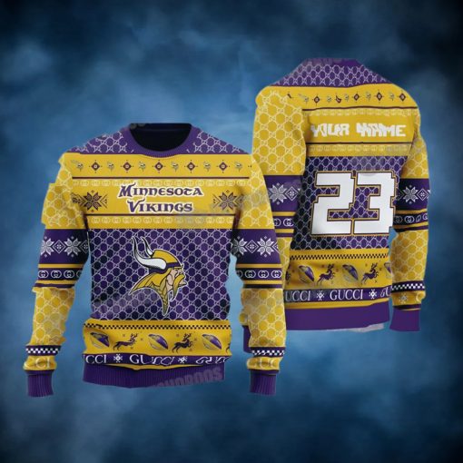 Minnesota Vikings Gucci Custom Ugly Xmas Sweater Gift For NFL Fan