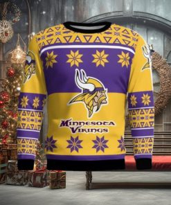 Minnesota Vikings Logo Big Snowflake Pattern Ugly Christmas Sweater
