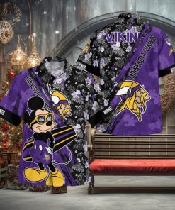Minnesota Vikings Mickey Mouse Floral Short Sleeve Hawaii Shirt