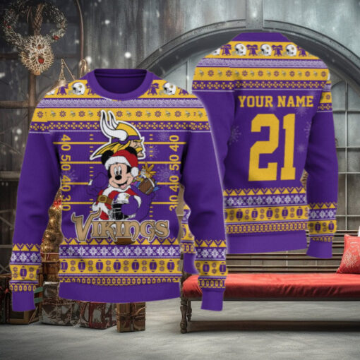 Minnesota Vikings Mickey Mouse Santa Ugly Christmas Sweater