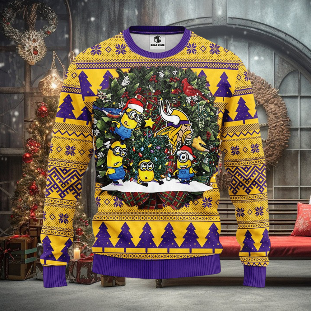 Minnesota Vikings Minion Christmas Ugly Sweater Minnesota Vikings Minion Christmas Ugly Sweater