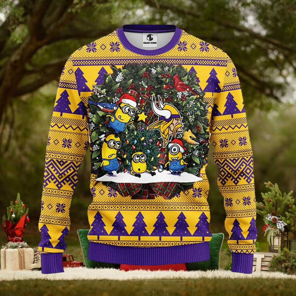 Minnesota Vikings Minion Christmas Ugly Sweater Minnesota Vikings Minion Christmas Ugly Sweater