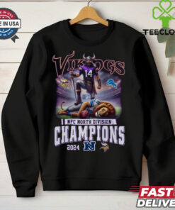 Minnesota Vikings NFC North Division Champions 2024 Celebration Fan Favorite T-Shirt with a bold design, celebrating the team's victory, perfect for Vikings fans.