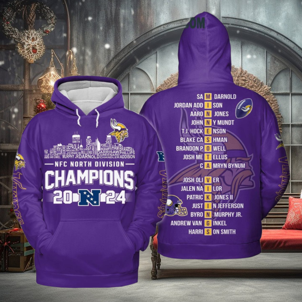 Minnesota Vikings NFC North Divison Champions 2024 Hoodie T Shirt Minnesota Vikings NFC North Divison Champions 2024 Hoodie T Shirt