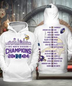 Minnesota Vikings NFC North Divison Champions 2024 White Hoodie T Shirt
