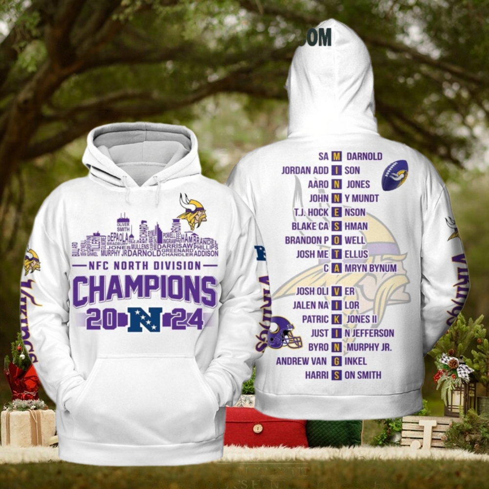 Minnesota Vikings NFC North Divison Champions 2024 White Hoodie T Shirt Minnesota Vikings NFC North Divison Champions 2024 White Hoodie T Shirt