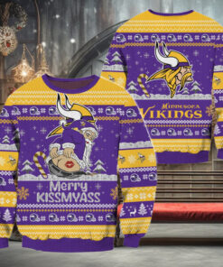 Minnesota Vikings NFL 2024 Merrykissmyass Funny Santa Claus Christmas Ugly Sweater