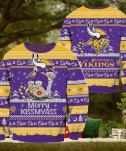 Minnesota Vikings NFL 2024 Merrykissmyass Funny Santa Claus Christmas Ugly Sweater