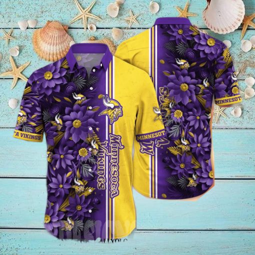 Minnesota Vikings NFL Flower Tropical All Over Printed Unisex Hawaiian Shirt