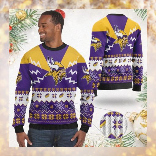 Minnesota Vikings NFL Football Team Logo Symbol 3D Ugly Christmas Sweater Shirt Apparel For Men And Women On Xmas Days