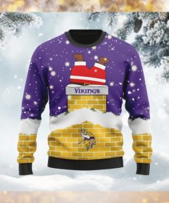 Minnesota Vikings NFL Football Team Logo Symbol Santa Claus Custom Name Personalized 3D Ugly Christmas Sweater Shirt For Men And Women On Xmas Days