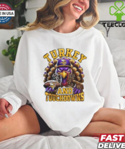 Minnesota Vikings NFL Happy Thanksgiving Turkey And Touchdowns Shirt
