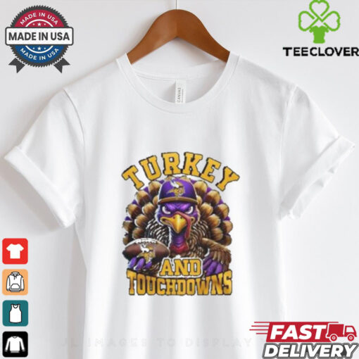 Minnesota Vikings NFL Happy Thanksgiving Turkey And Touchdowns Shirt